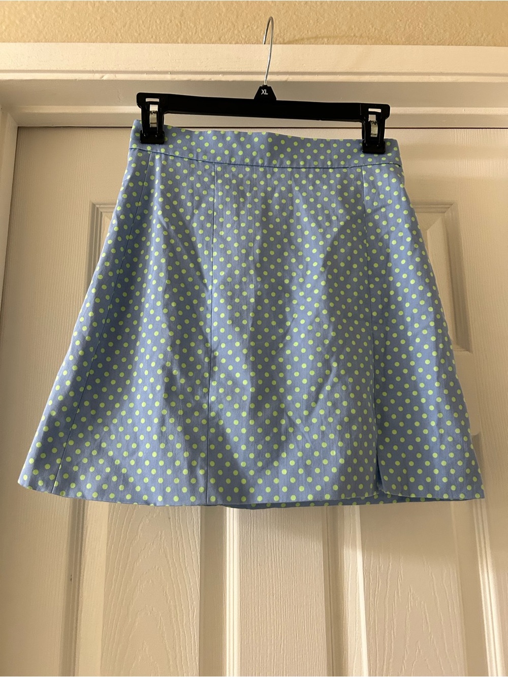 Zara Blue Skater Skirt with Green Polka Dots